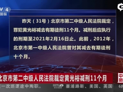 北京市第二中级人民法院裁定黄光裕减刑11个月