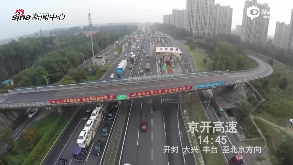 航拍10.7北京多条高速 车都去哪儿了？