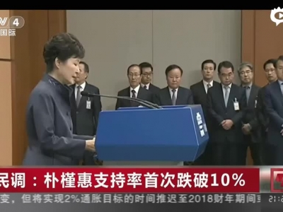 民调：朴槿惠支持率首次跌破10%