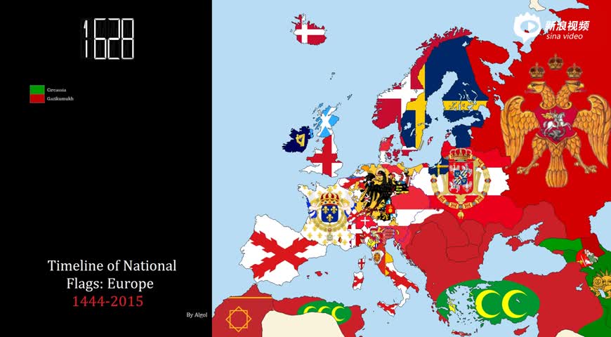 从历史地图看欧洲各国的国旗演变 (1444-2015)