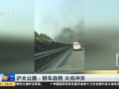 沪太公路:轿车自燃  火光冲天