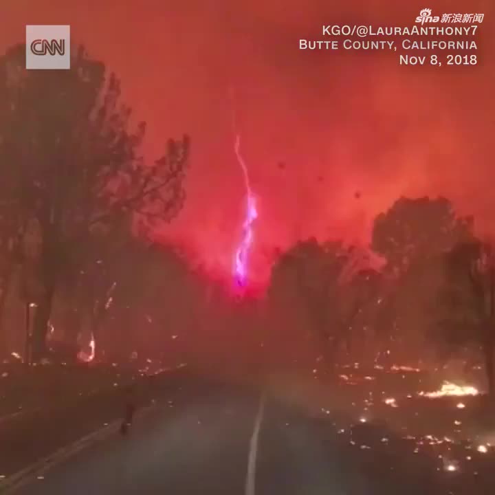 视频|加州山火已造成5人死亡 火势造成罕见“火龙