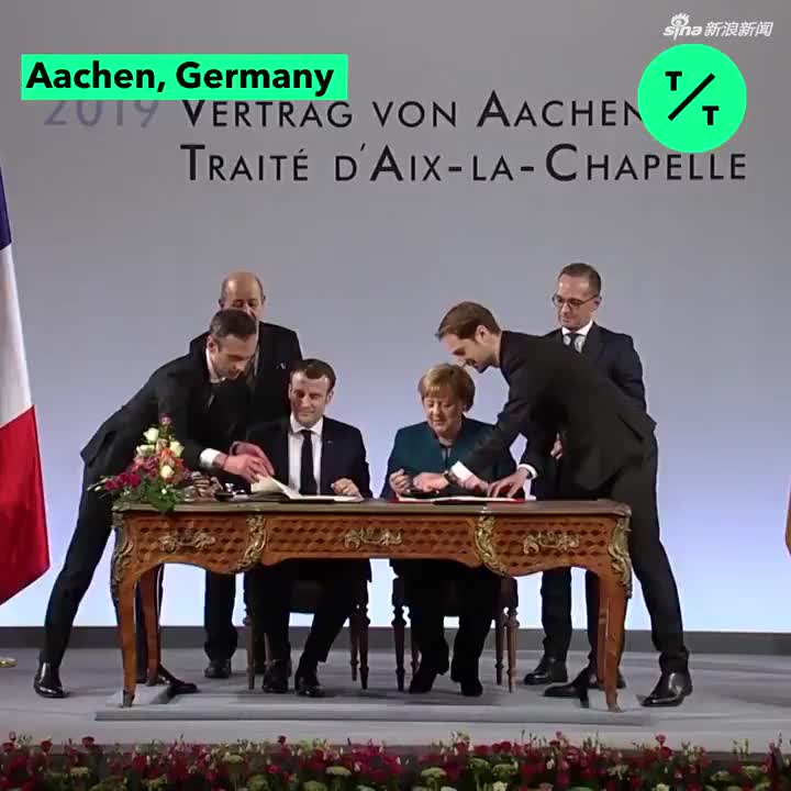视频-马克龙默克尔签署合作条约 保护欧洲免受世界