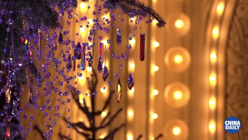 视频|丹麦圣诞树挂3000颗施华洛世奇水晶