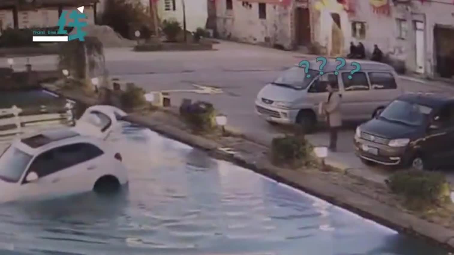 视频-主人下车没熄火 狗狗将车开进池塘里