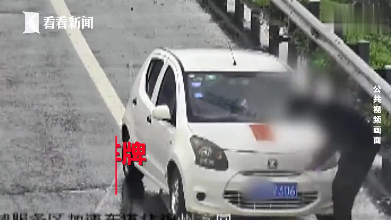 视频-男子高速上下车给车牌“戴”上口罩 竟一路逆