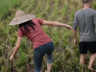 秋收后的田里最适合抓泥鳅黄鳝,阳小月满身泥污找回童年乐趣