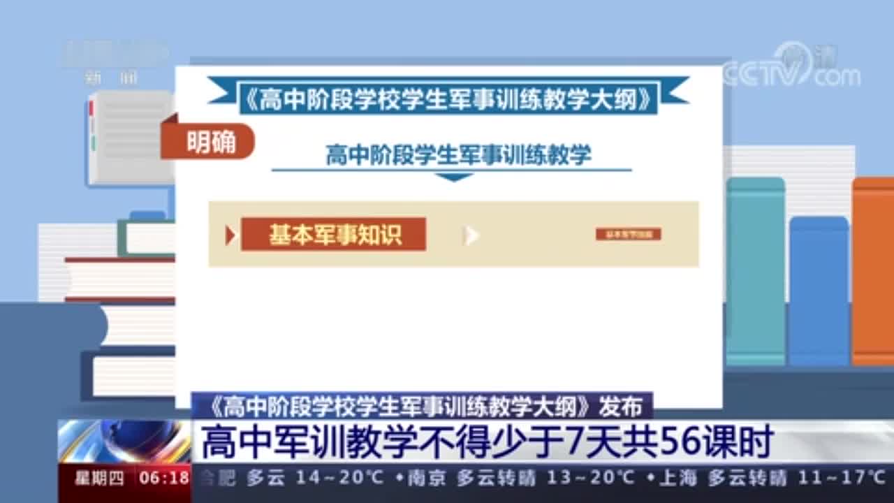 《高中阶段学校学生军事训练教学大纲》发布 高中军训