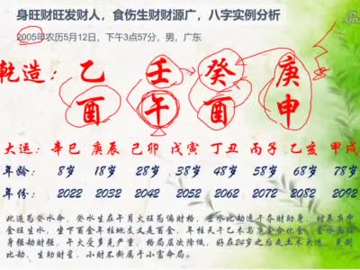 身旺财旺发财人,食伤生财财源广进