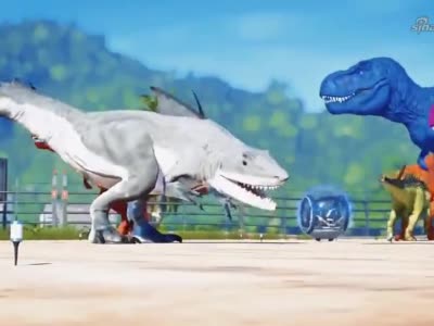 侏罗纪世界鲨鱼龙vs暴脾气霸王龙谁最强呢