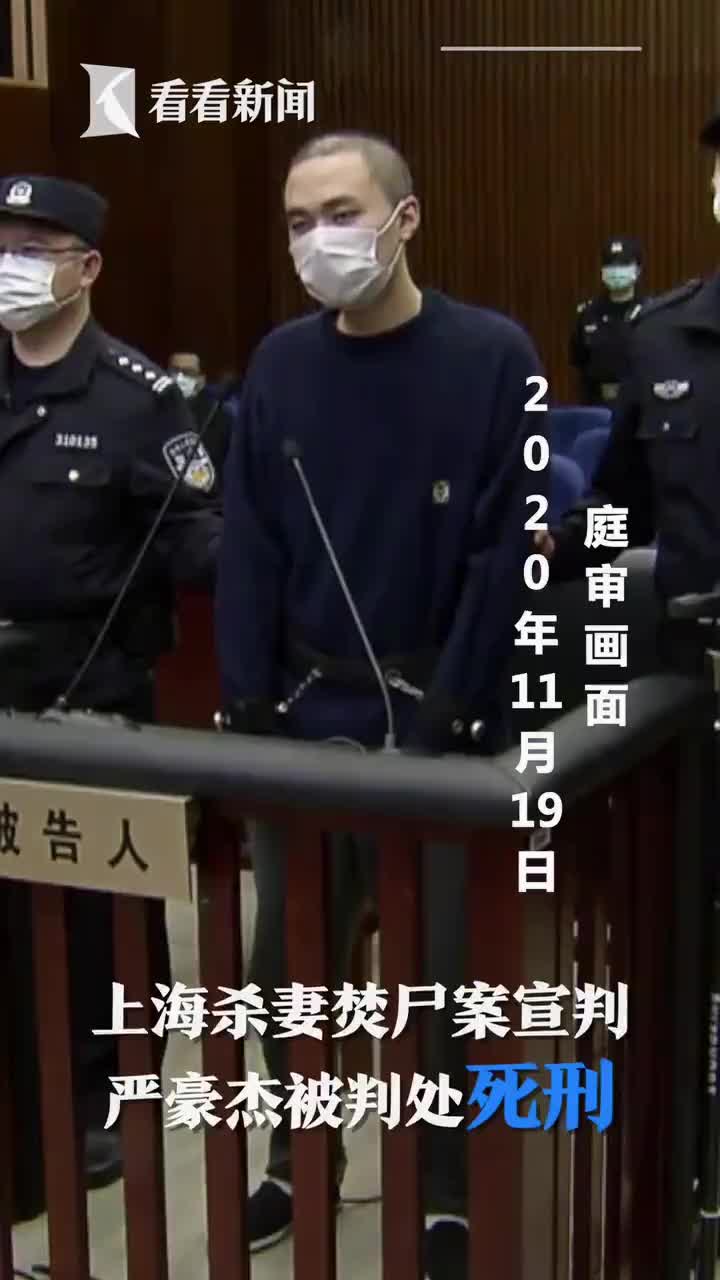 视频上海杀妻焚尸案宣判严豪杰被判处死刑