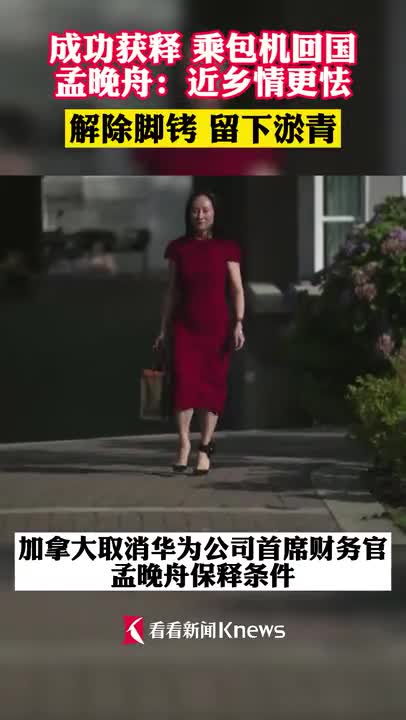 视频成功获释乘包机回国孟晚舟解除脚铐留下淤青