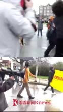 视频｜美国抗议现场又现冲突 黑人警察一拳打倒女子