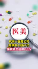 杭州古名文化艺术策划公司一美容诊所隐匿收入超47亿 被罚8800多万