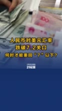 视频丨人民币对美元汇率跌破7.2关口，何时才能重回“7”以下？