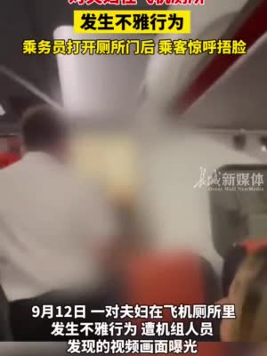 视频：情侣在飞机厕所发生不雅行为 空乘拉开门众人惊呼