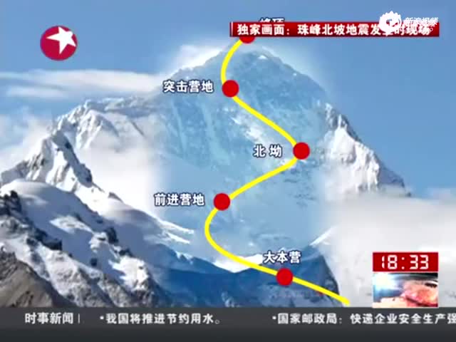 镜头记录尼泊尔地震发生时珠峰晃动现场