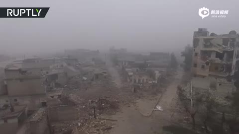 航拍叙利亚阿勒颇城：断壁残垣如人间鬼城