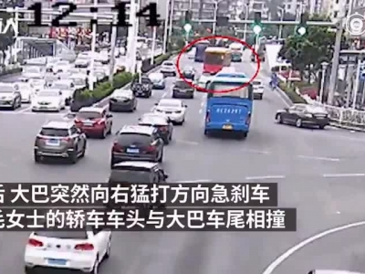 视频：女司机开车慢遭挑衅 大巴鸣笛追赶相撞