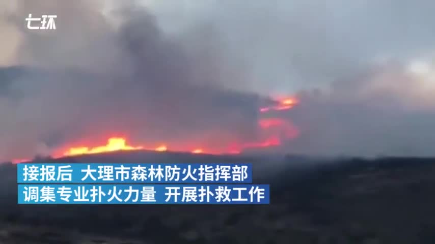 视频-大理海东突发火情 直升机吊96吨水救火