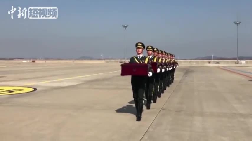 视频：棺盖国旗 第六批在韩志愿军烈士遗骸回国