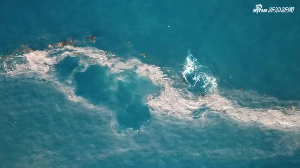 航拍心痛一幕！座头鲸在水中游动时拨开漂浮的垃圾