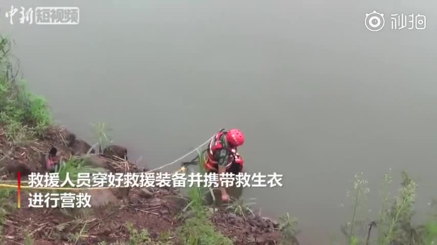 视频：男子低头看导航 竟把车子开下河