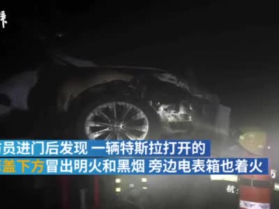 杭州一特斯拉停在修理厂内突然起火