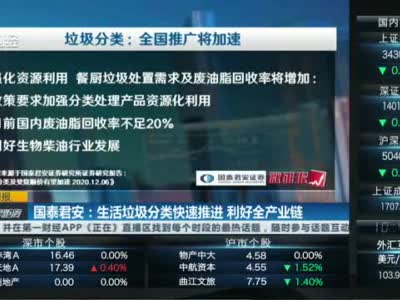 生活垃圾分类快速推进 利好垃圾处置全产业链