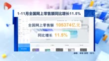 1-11月全国网上零售额105374亿元 同比增长11.5%