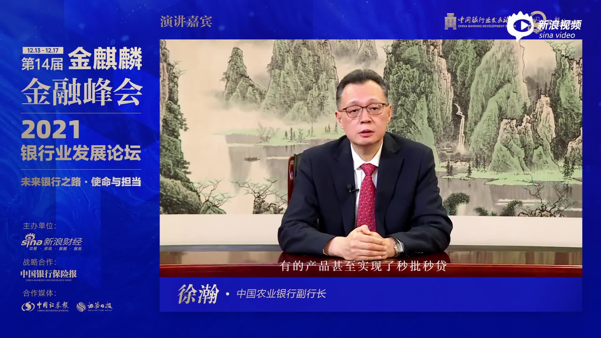 农行副行长徐瀚数字化金融创新不能搞噱头玩概念做盆景