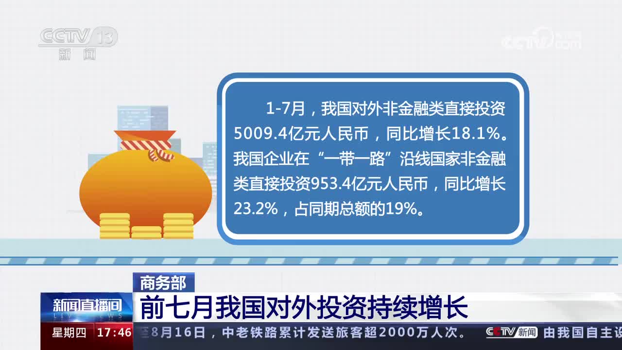 数据里看发展 今年前七月我国对外投资持续增长